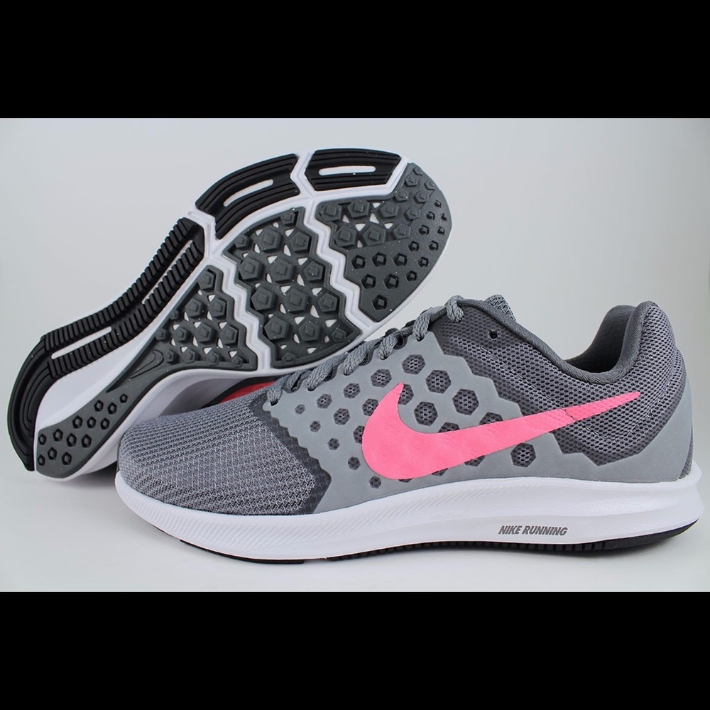 NIKE DOWNSHIFTER 7 COOL GRAY/LAVA GLOW CORAL PINK - Picture 1 of 5